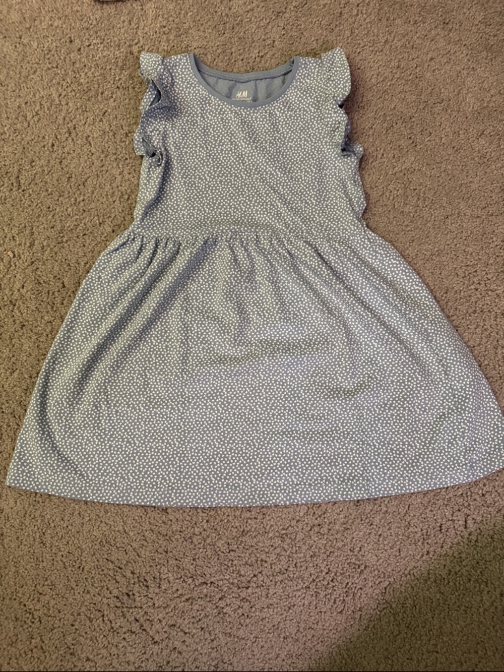 H&M Dress, Blue with White Hearts, 3-4T